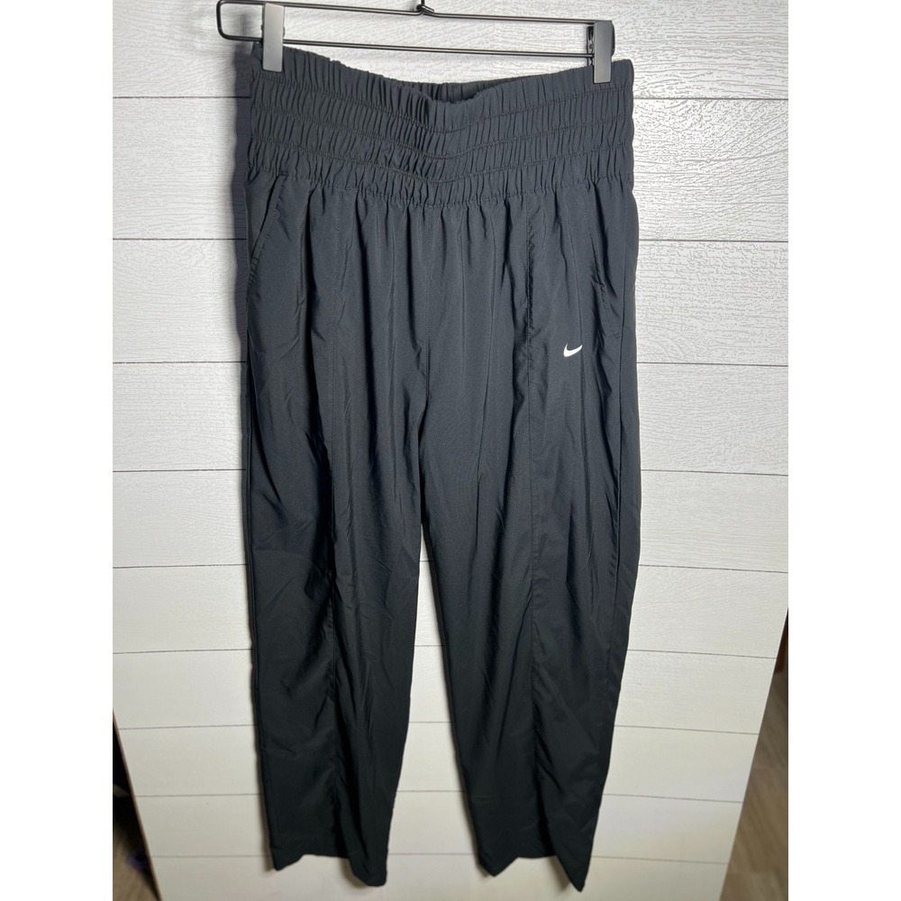 Nike Dri-Fit Women High Waisted Track Pants Black Large Stretch Jogger 28x29